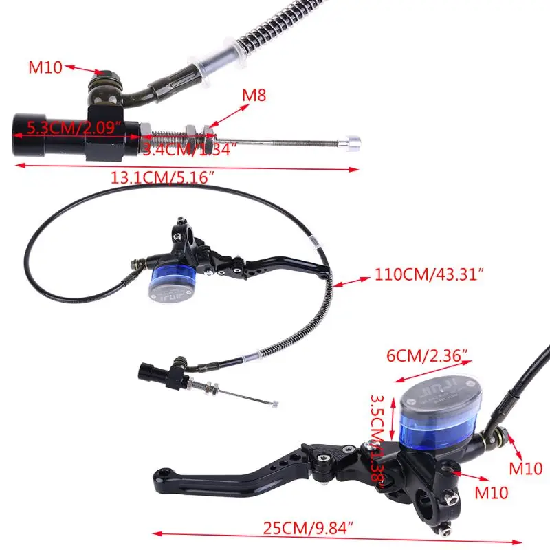 Durable CNC aluminum Motorcycle Hydraulic Clutch Kit Lever Master Cylinder Knitting Oil Hose 125 ~ 250cc Balaclava