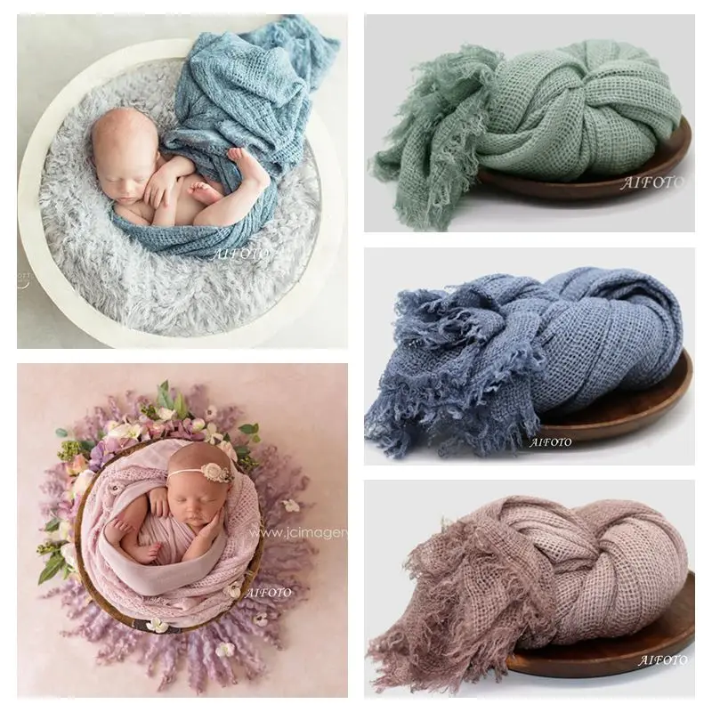 2021 New 90*200 CM Cotton Blend Wrap For Newborn Photography Props Baby Girl Fotografia Blanket Photo Shoot Flokati Accessories