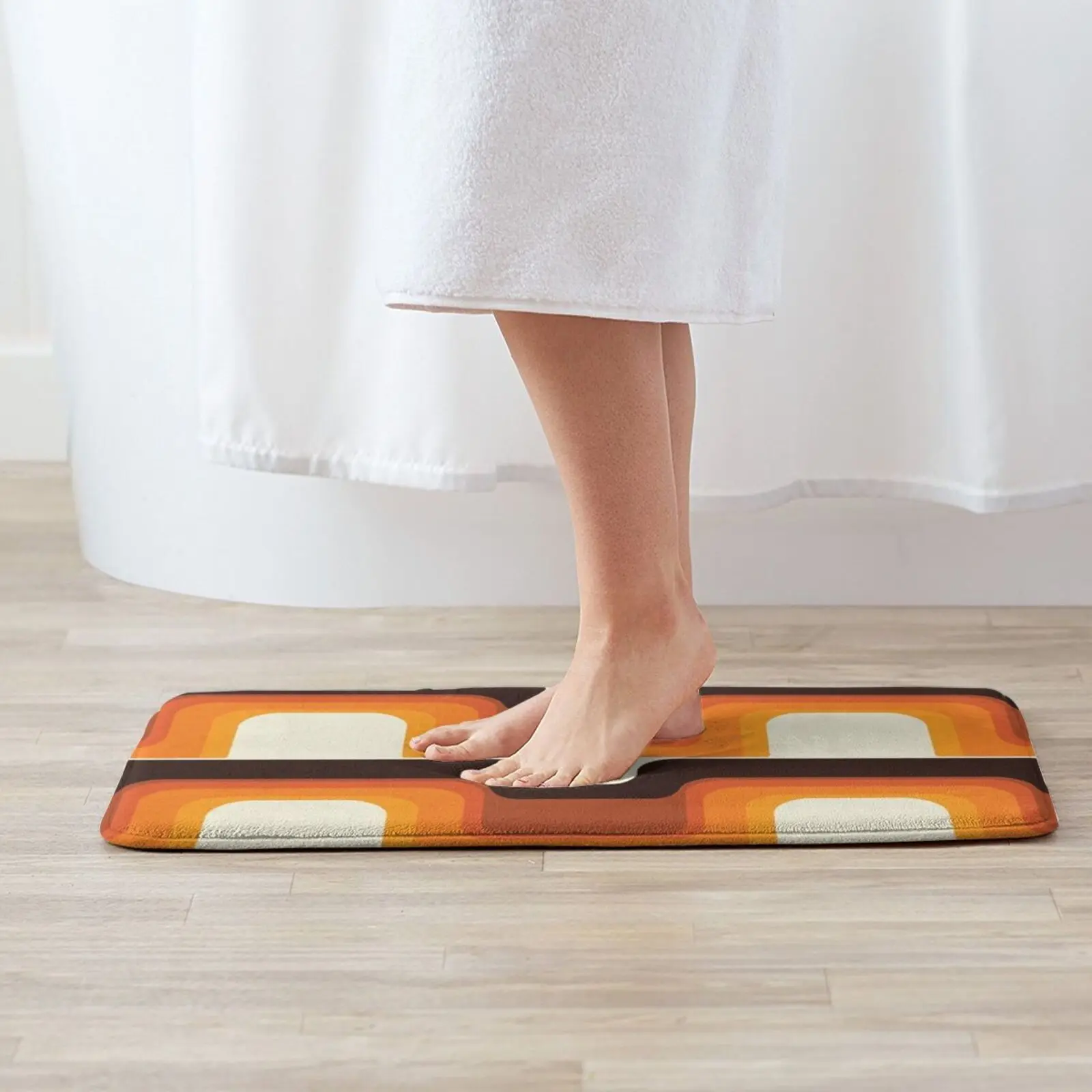 Mid-Century Modern Meets 1970s Orange Entrance Door Mat Bath Mat Rug Mid Century Modern Retro Hippie 1970s 1960s Anti-Slip