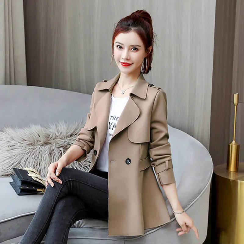 2024 New Autumn Women\'s Jacket Long Sleeve Causal Windbreaker Famale Double-breasted Basic Jackets Outwear 4XL