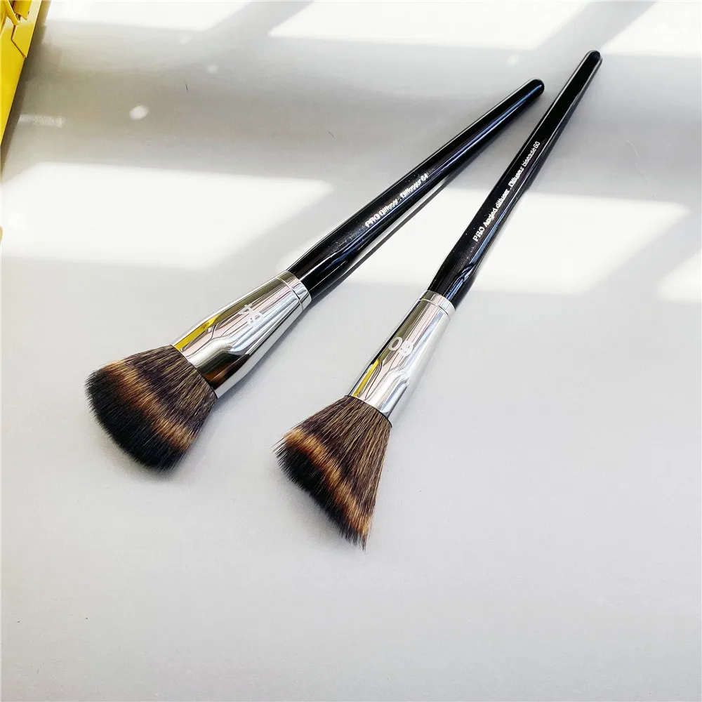 Pro Makeup Brushes Angled Diffuser 60 Foundation 64 with Soft Synthetic Hair Cosmetic Tool for Contour Highlighter Blush Powder