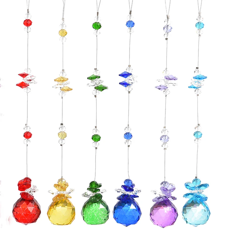 6PCS 20mm Crystal Ball Suncatcher Chandelier Prisms Pendants Parts Rainbow Maker Hanging Crystals Home Wedding Decoration