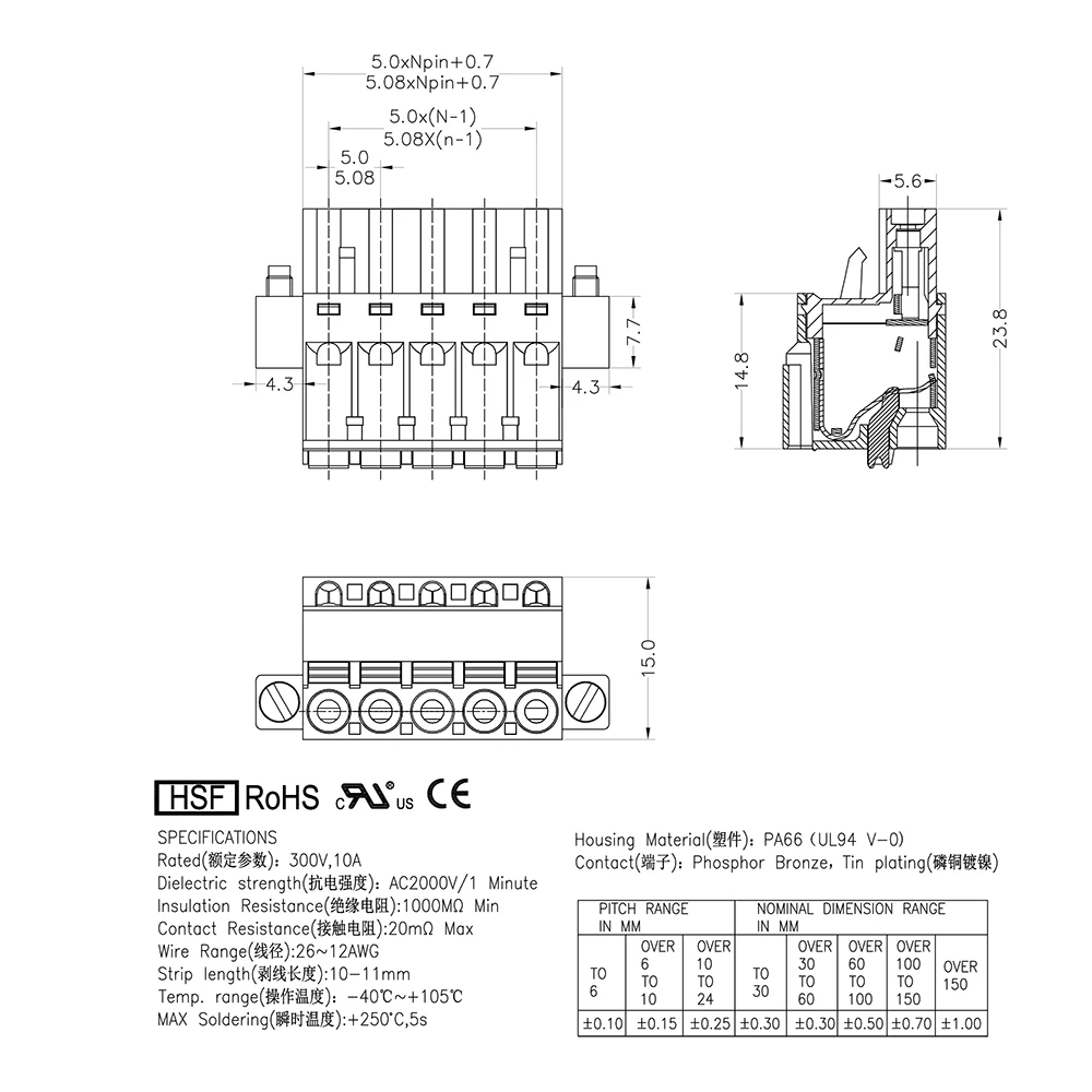 Imagem -05 - Plug 12p Pcb Plug-in Blocos Terminais Conector Fkc 25 4-stf5 08 Phoenix Contato 10 Peças 5.08 mm 2edgkdm Kf2edgkdm 5esdsrm 5.08 2p