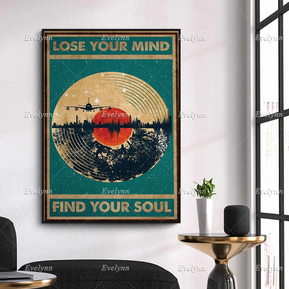 Lose Your Mind Find Your Soul Music Poster Vintage, Vinyl Gift For Music Lover,Music Wall Art,Modern Home Decor Prints Canvas