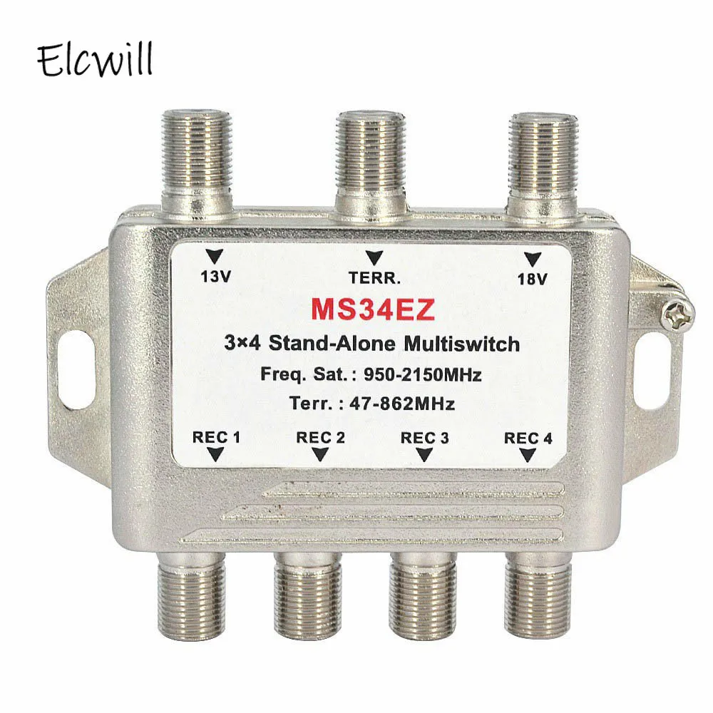3 In 4 Out 3X4 Satelliet Multischakelaar Splitter Fta Tv Lnb Switch Cascade Satelliet