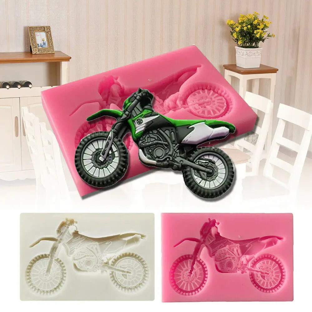 3D Motorcycle Silicone Molds Cake Decorating Fondant Mold DIY Baking Clay Candy Chocolate Gumpaste Moulds Kitchen Tools