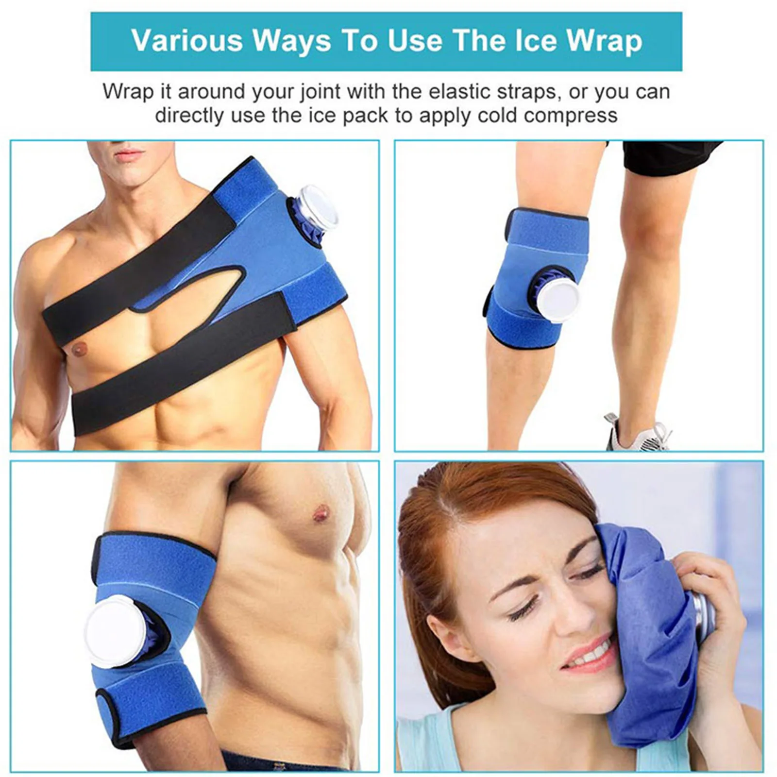 3 Packs Ice Bag with Support Flexible Wrap for Injuries Reusable Hot Water Bag for Hot is 50-60℃ Cold Therapy Shoulder Frozen