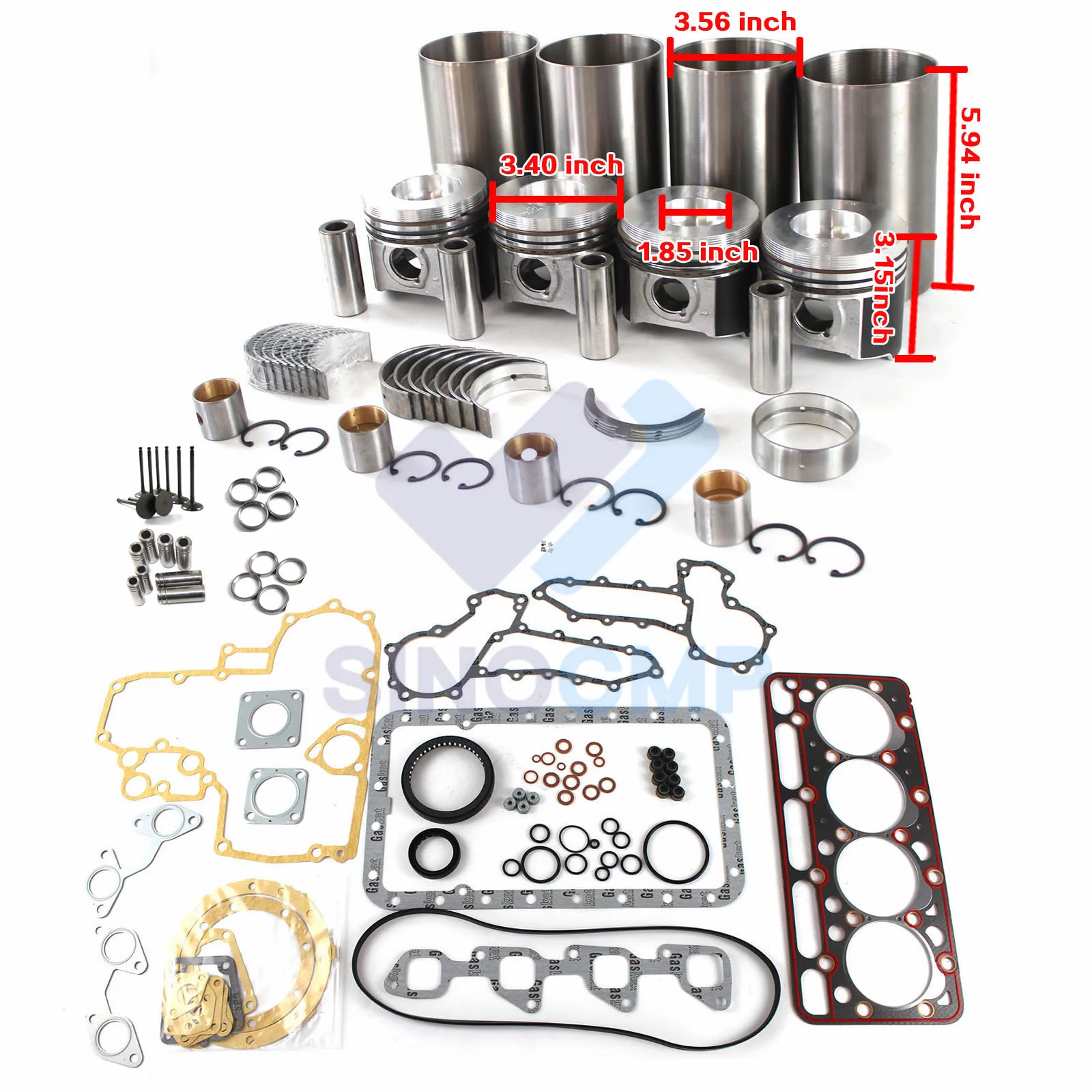 

Overhaul Rebuild Kit For Kubota V2203 V2203DI Engine Excavator L4350DT Forklift Tractor w/ Piston Rings