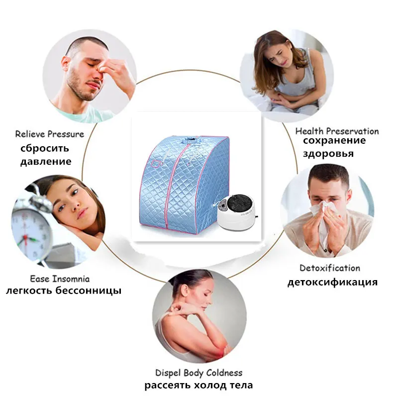 Portable Sauna Household Steam Room Beneficial Skin 3.0L Steamer Slimming Bath SPA Health Simple Joint Steel Frame