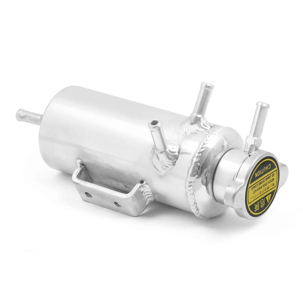 

Silver Brand New Racing Car Radiator Alloy Coolant Swirl Pot Breather Air Separator Tank Engine Coolant Catch Can