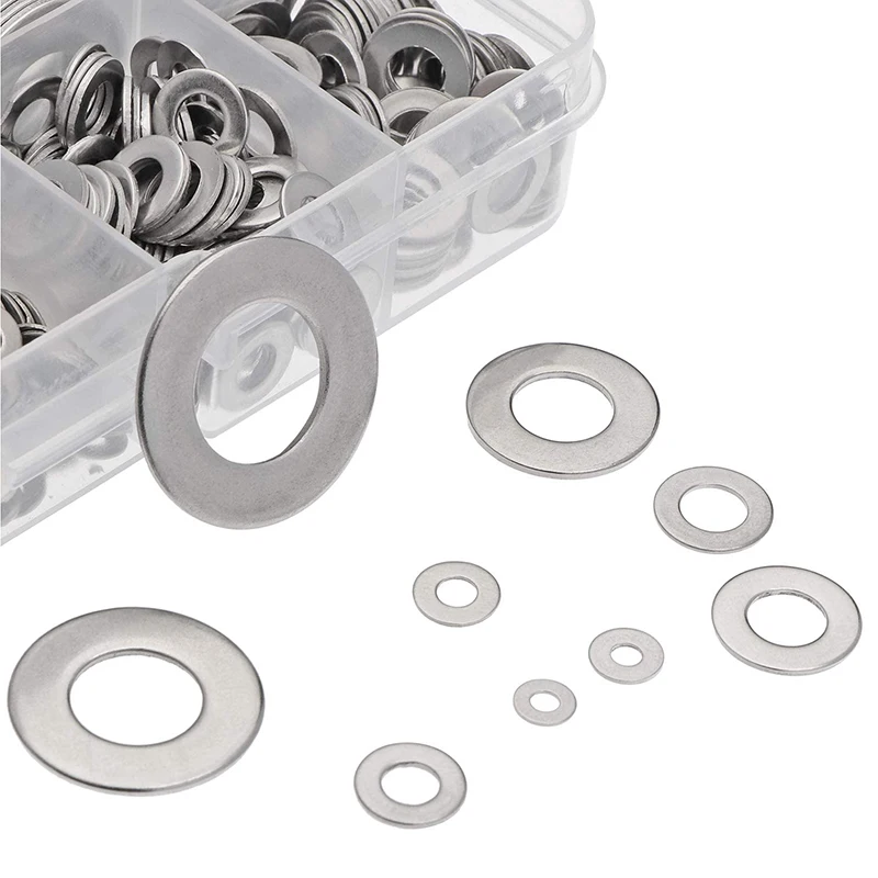 

320Pcs Spacer 304 Stainless Steel Washer Plain Gasket For Screw Bolt Flat Metal Washer M2 M2.5 M3 M4 M5 M6 M8 M10 M12
