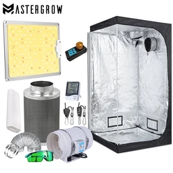 Volle Spektrum Samsung Quantum Led Wachsen Licht 1000W Mit Dimmer Kit + 4 zoll Gouverneur Fan Carbon Filter Set + wachsen Zelt GrowBox