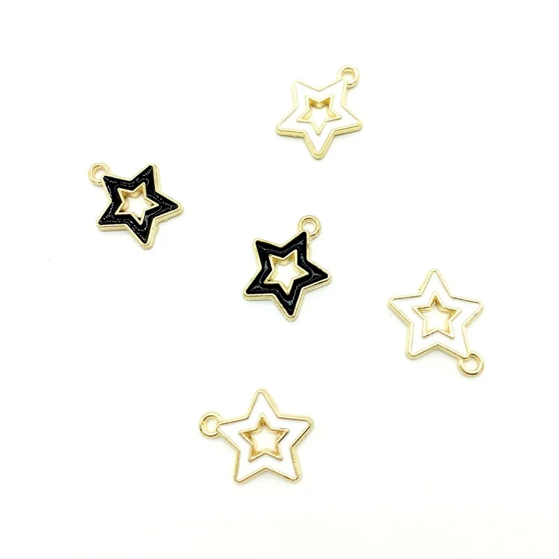 

20pcs/lot Gold Color Oil Drop Hollow Star Charm Pendant Bracelet Necklace DIY Jewelry Findings Charms