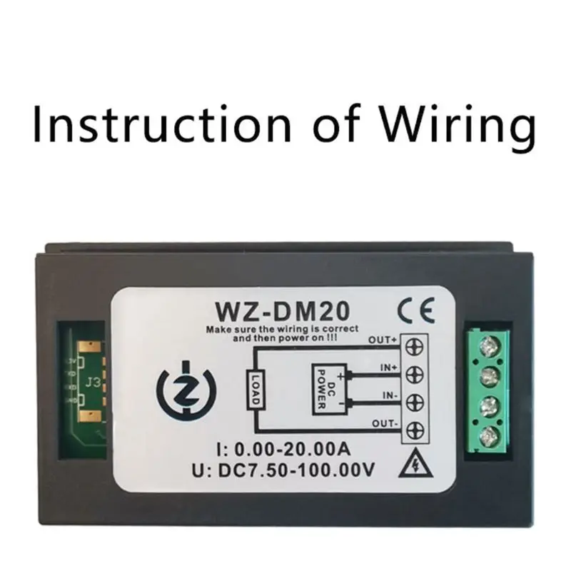 DC 7.5-100V 20A 2000W di Potenza Contatore di Energia Wattmetro Elettrica Pannello del Contatore del Monitor Display Digitale Volt kwh watt Amp