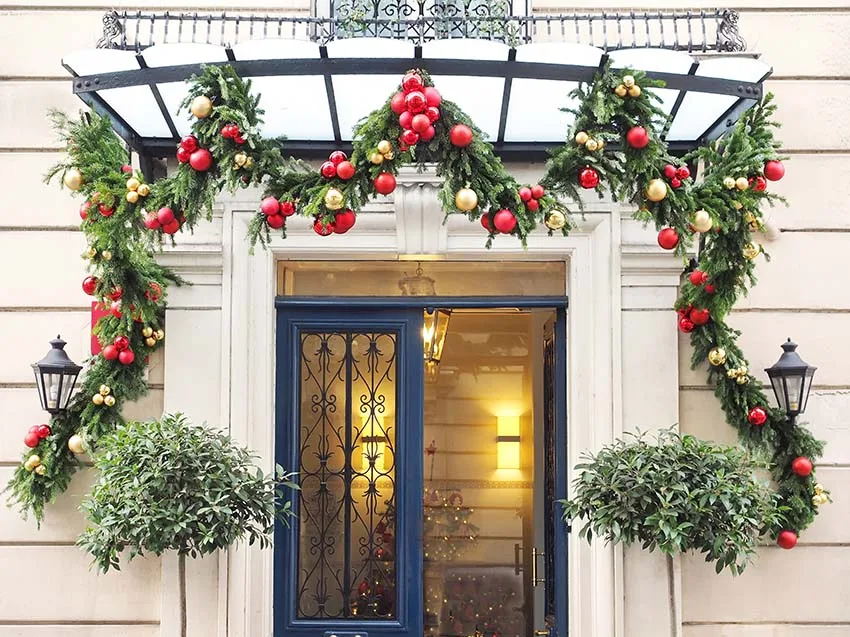 Decoration Christmas Interior Winter Photo Background Window Garland New Year Family Party Photography Background Photo Studio