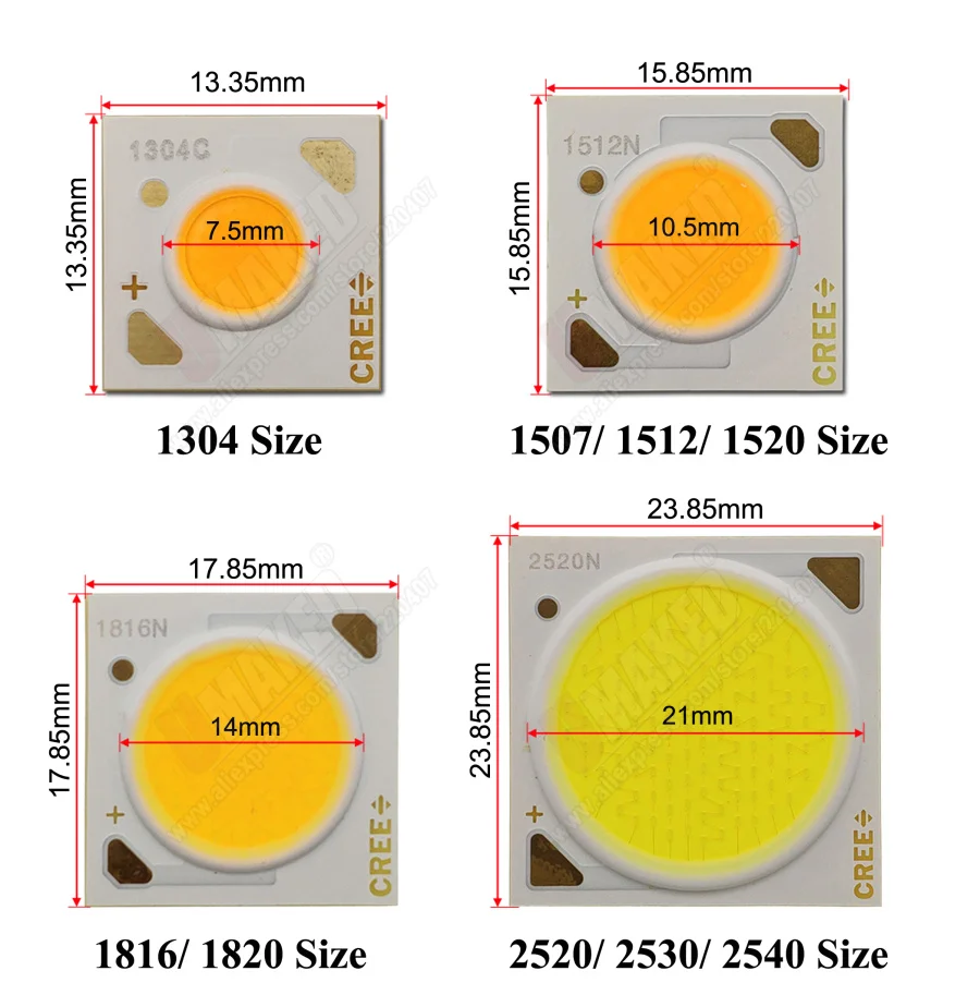 5PCS  COB LED chip light-emitting Diode bridgelux 1304 1507 1512 1816 1820 LED cob high brightness DIY High-end shop track light