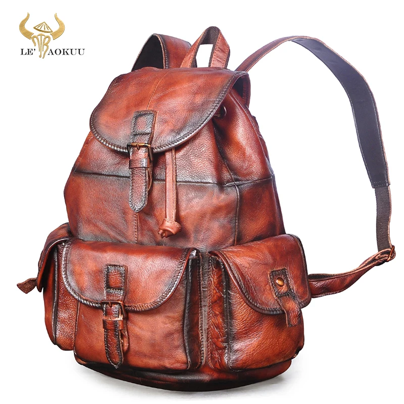 

Design Male Original Leather Fashion Large Capacity Travel School University College Book Laptop Bag Backpack Daypack Men 9950