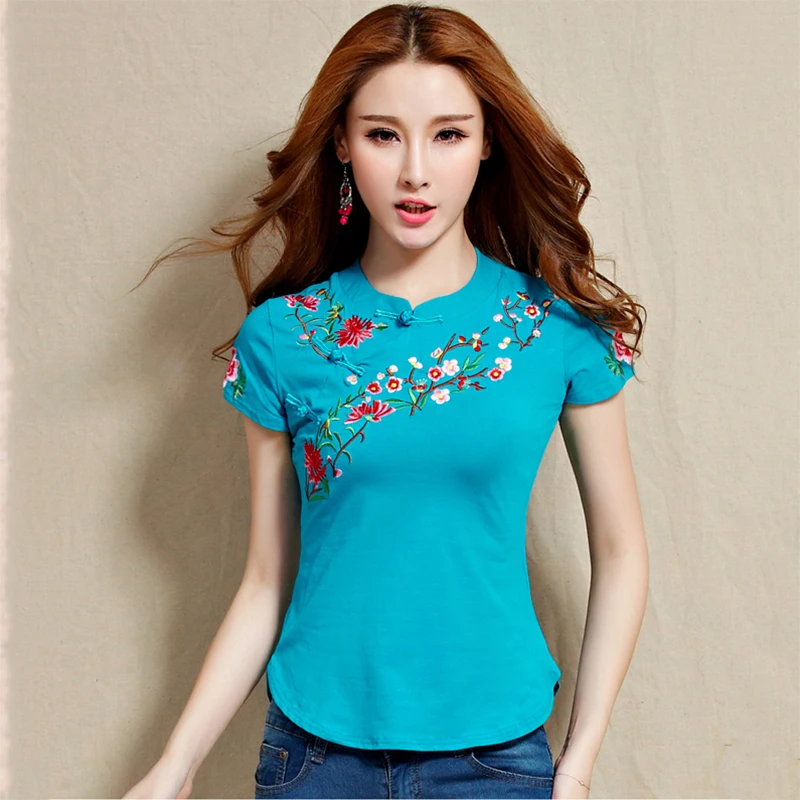 Plus size T Shirt Women Basic Tshirt 100 Cotton High quality Embroidery Summer Ladies Tops Casua Short sleeve 4XL 5XL V2185