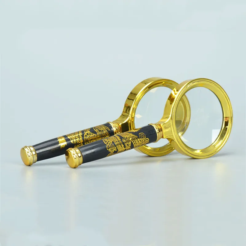 High quality 60mm handheld 10 times magnifying glass portable old man reading and appreciation retro handle magnifying glass
