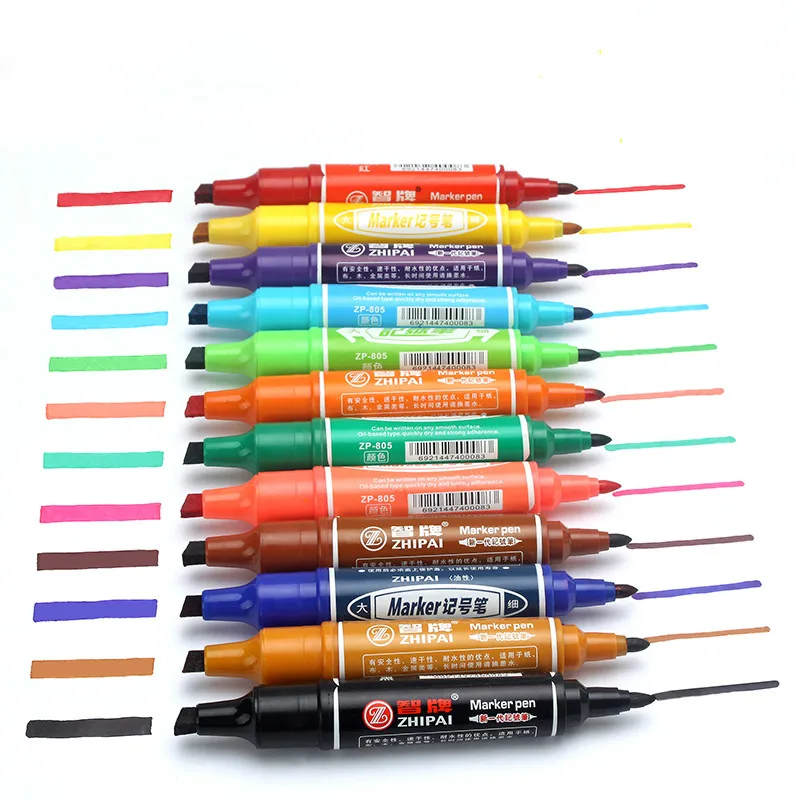 8/12/24PCS Colored Black Oily Marker Pen Packaging Logistics Pen Non-scratch Line Pen Set Stationery