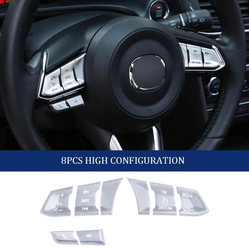 Car Styling Steering Wheel Button Covers Trim Stickers for Mazda CX-5 CX5 CX-4 CX4 CX-8 CX8 M3 Axela Low or High Configuration