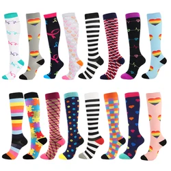 Sports Compression Socks Men's Striped Polka Dot Pattern Stretch Cute Couple Calf Stockings Colorful Funny Riding Running New