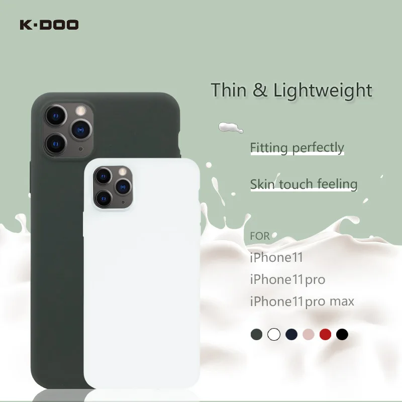 

K-DOO-Thin Fit Liquid Silicon Case, Slim Protective Cover, Safe Food Material, Silicone Gel Shell for iPhone 11,11Pro,11 Promax