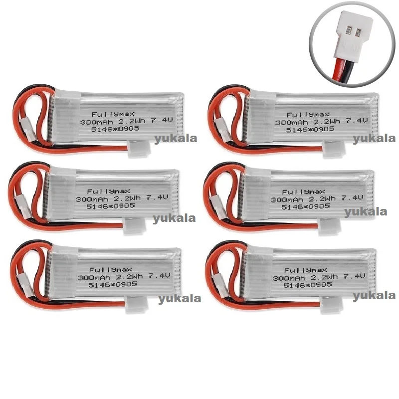 7.4V 300mAh LiPo Battery for WLtoys F959 XK DHC-2 A600 A700 A800 A430 2.22Wh RC Airplane Drone Parts 7.4v 2s li-po battery