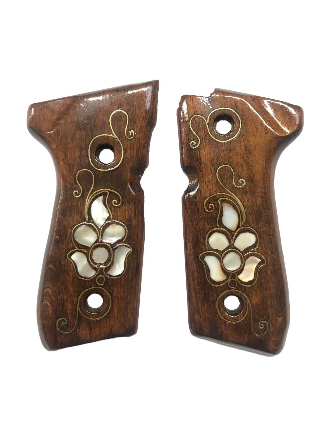 

Beretta F92, 92 A1, 92G, 92FS, 96, 96 A1, M9, m9A1 Pearl Inlaid Special Series Wooden Grip Mod20