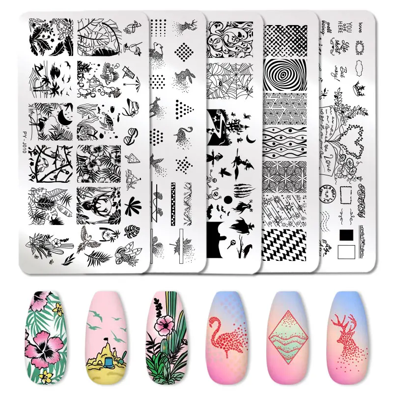 PICT YOU Nail Stamping Plates Tropical Collection Nail Art Stamp Templates DIY Nail Image Plate Stainless Steel Design Tool