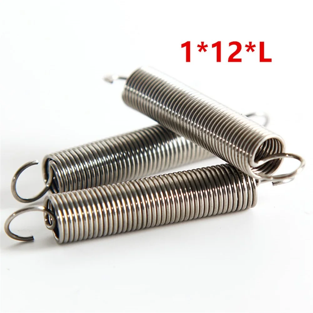 304 Stainless Steel Extension Spring, 5pcs,Dual Hook Small Tension Spring, Wire Dia 1mm Outer Dia 12mm Length 30-100mm