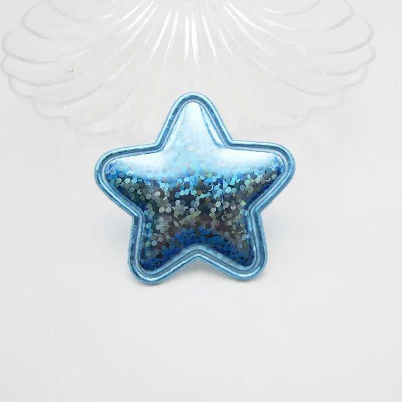 60 Stück/Los 4cm Glitzernde Laser-PU-Stern-Polsterpatches für Baby-Mädchen-Haaraccessoires, Applikationen für Bastelarbeiten, BB-Clips, Ornamente – Detail 4