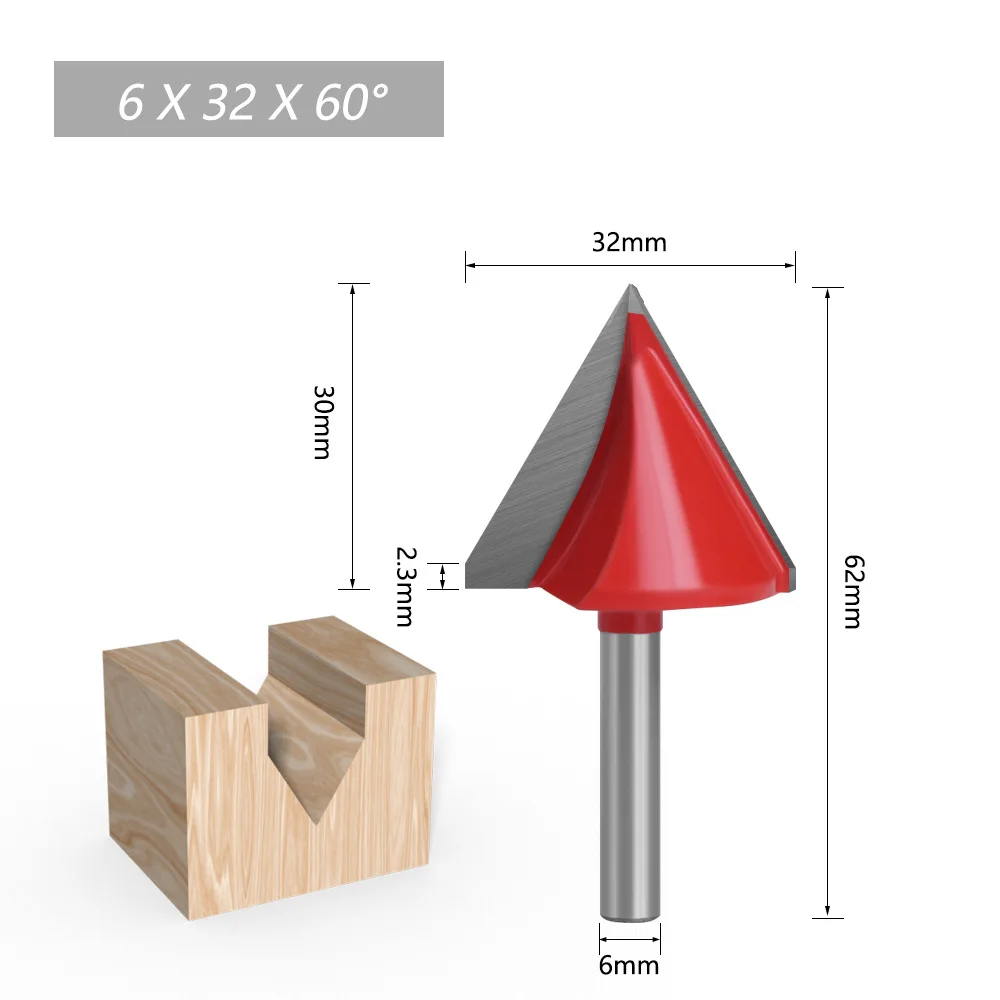 1Pc 6Mm Shank 60 90 120 150 Graden V-Vormige Router Bit, 3D Hout Mdf Router Bit Cnc Vhm Mill