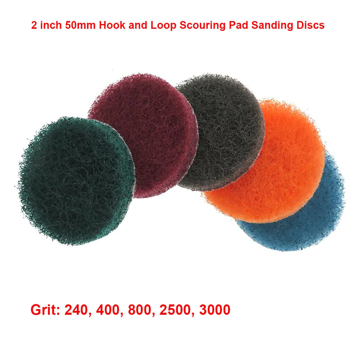 

10Pcs 2 inch 50mm Flocking Scouring Pad Round Nylon Fiber Abrasive Sanding Discs for Rust Removal Dusting Polishing Grinding