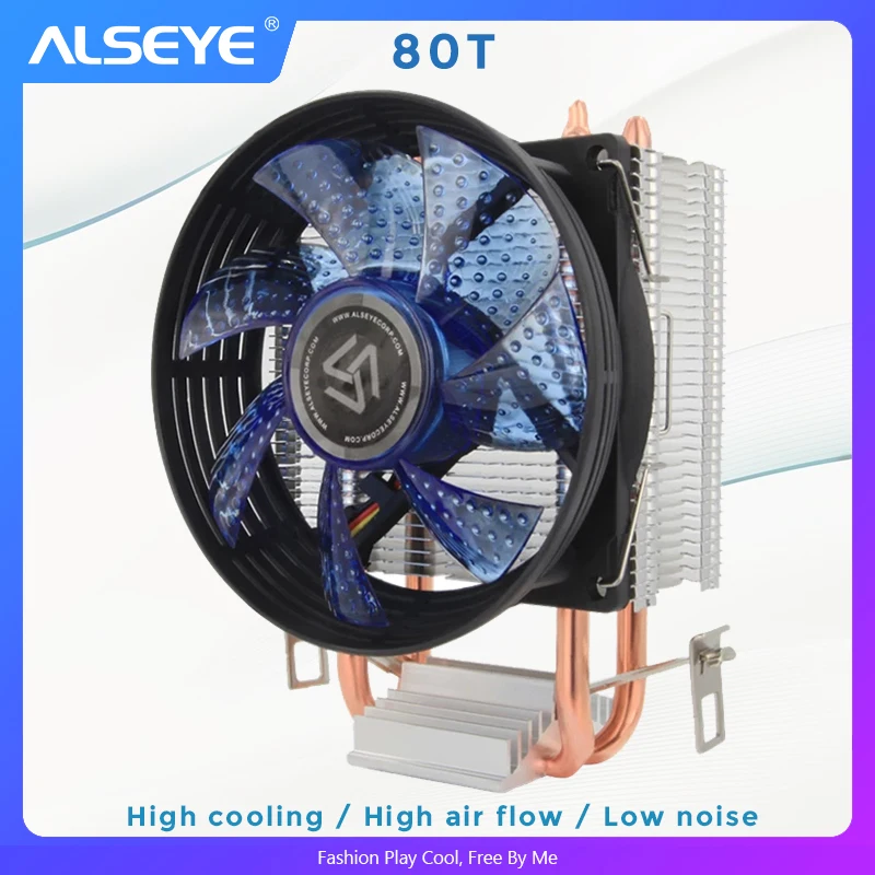 ALSEYE Aurora-80T Cpu Cooler 2 Heatpipe 90mm CPU Fan for Intel LGA 775/1151/1155/AMD FM2/FM1/AM3/AM2