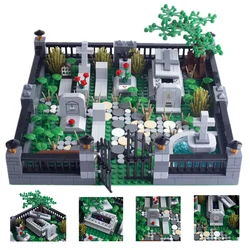 Cemetery Building Block Grave Tombstone Model MOC City Accessories Plants Flowers Skeleton Halloween Toys for children Gift W278