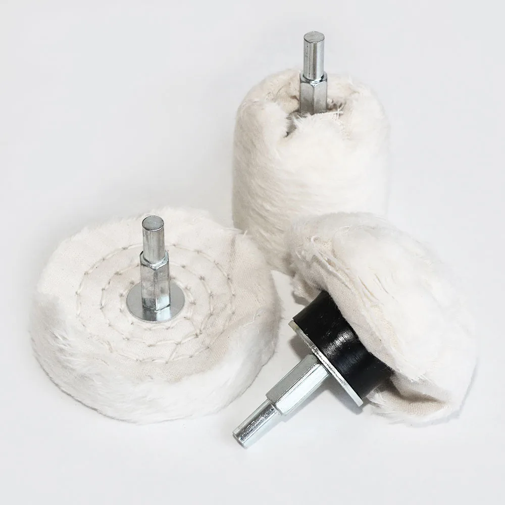 Hiqalty 1pc 2''/3''/4'' 면 연마 버핑 휠 흰색 플란넬 콘/기둥/버섯/드릴용 T자형 그라인딩 헤드