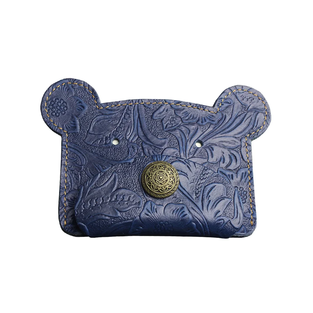 Bear Head Modeling Mini Coin Purse Geanuine Leather Small Women Key Wallet With Metal Hasp Card Holder Bag For Unisex