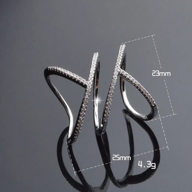 Foxanry Wholesale Silver Color Sparkling Single Rings for Women Couples New Fashion Elegant Party Jewelry Adjustable