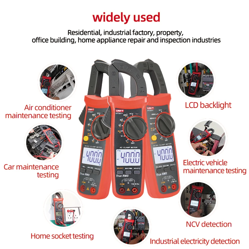 UNI-T UT204+ UT201+ UT202+ Digital Clamp Meter Multimeter Auto Range Voltmeter Pliers High Precision Resistance Tester Ammeter