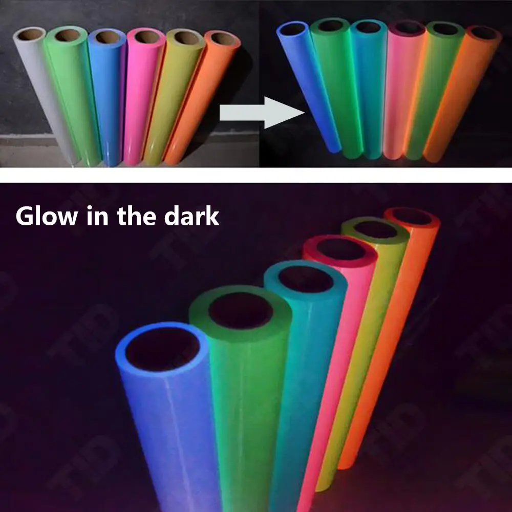 SUNICE 50x30cm 1/3/5pcs Pack PU HTV, Glow in the Dark Heat Transfer Vinyl Film, Iron on Heat Pressing Film, T-shirts Decoration