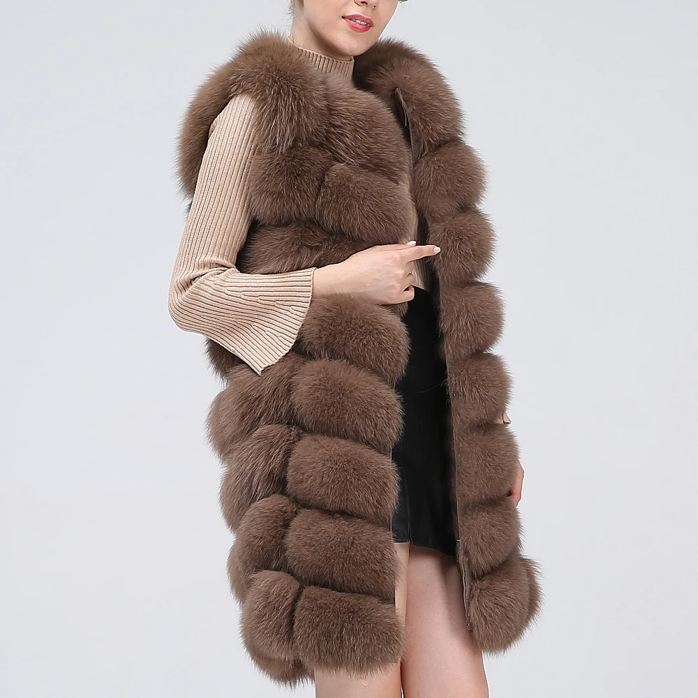 Fashion Natural Real Fox Fur Vest Jacket Coat Gilet Women Short Sleeveless Winter Thick Warm Genuine Fox Coats Free Shipping