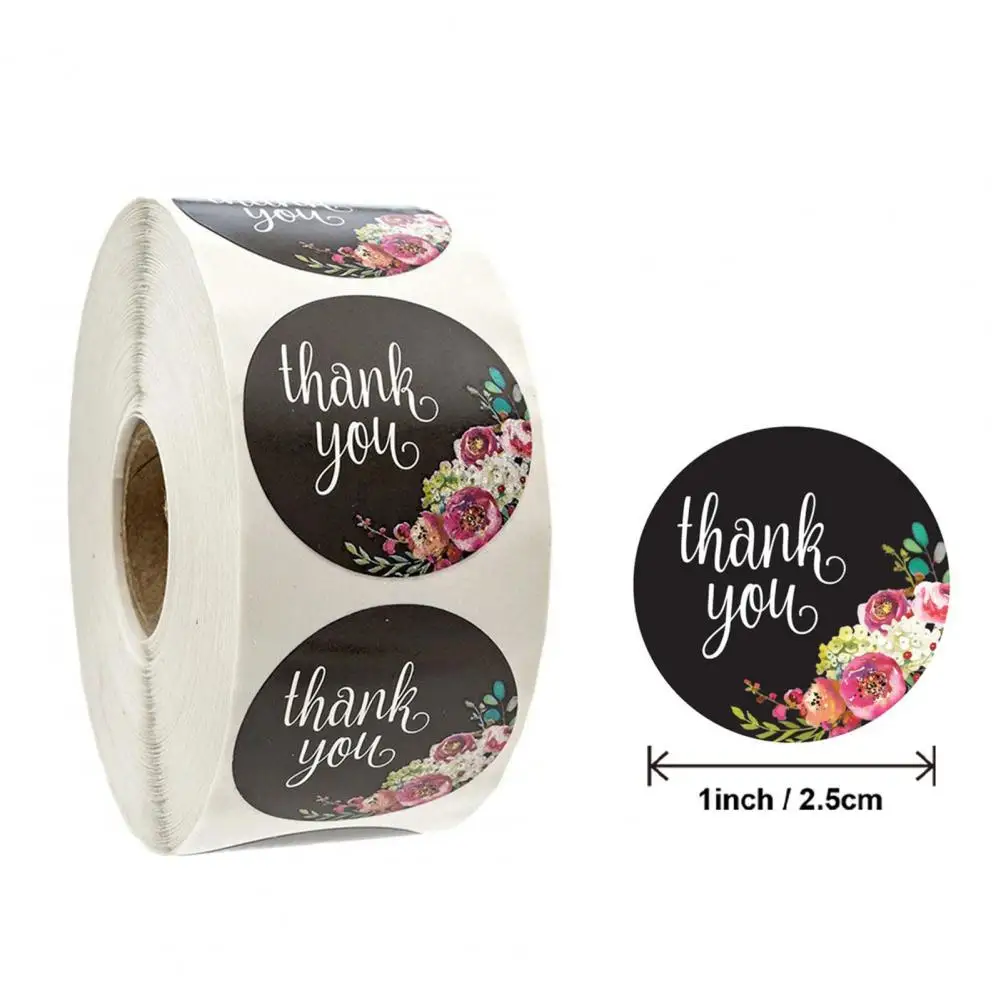 Pegatinas de agradecimiento con patrón Floral, rollo de envolturas de regalo, calcomanías para tarjetas de boda, 500 Uds.