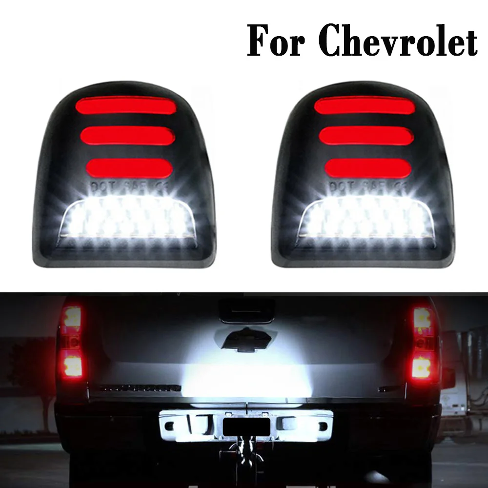 

2 Pcs Red White Led Car Number License Plate Lights Lamp Auto Luces For Chevrolet Silverado Avalanche Traverse Tahoe Suburban