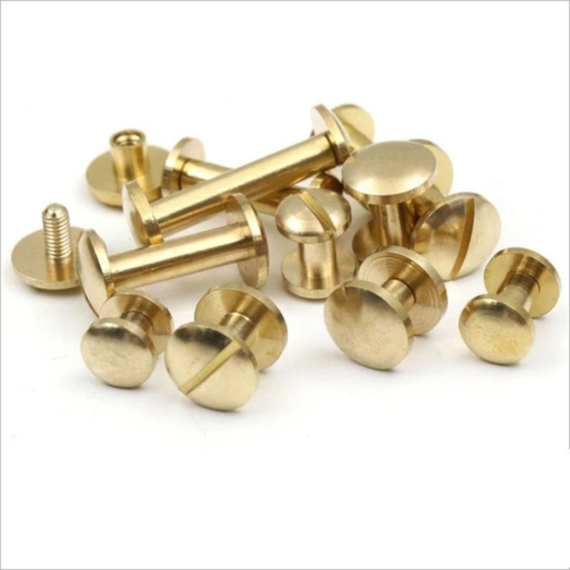 8*4/5/6/7/8/10/12/15/20mm Double Arc Wallet Bag Brass Belt Screw Rivet DIY Handmade Fastener Chicago Hardware Leather Craft Part