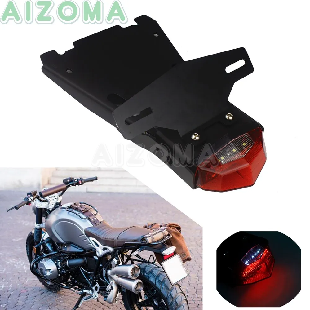 

Motorcycle License Plate Lights Bracket Assembly w/ Tail Brake Stop Lights For BMW R NINE T 2014 2015 2016 17 2018 Scramble Pure