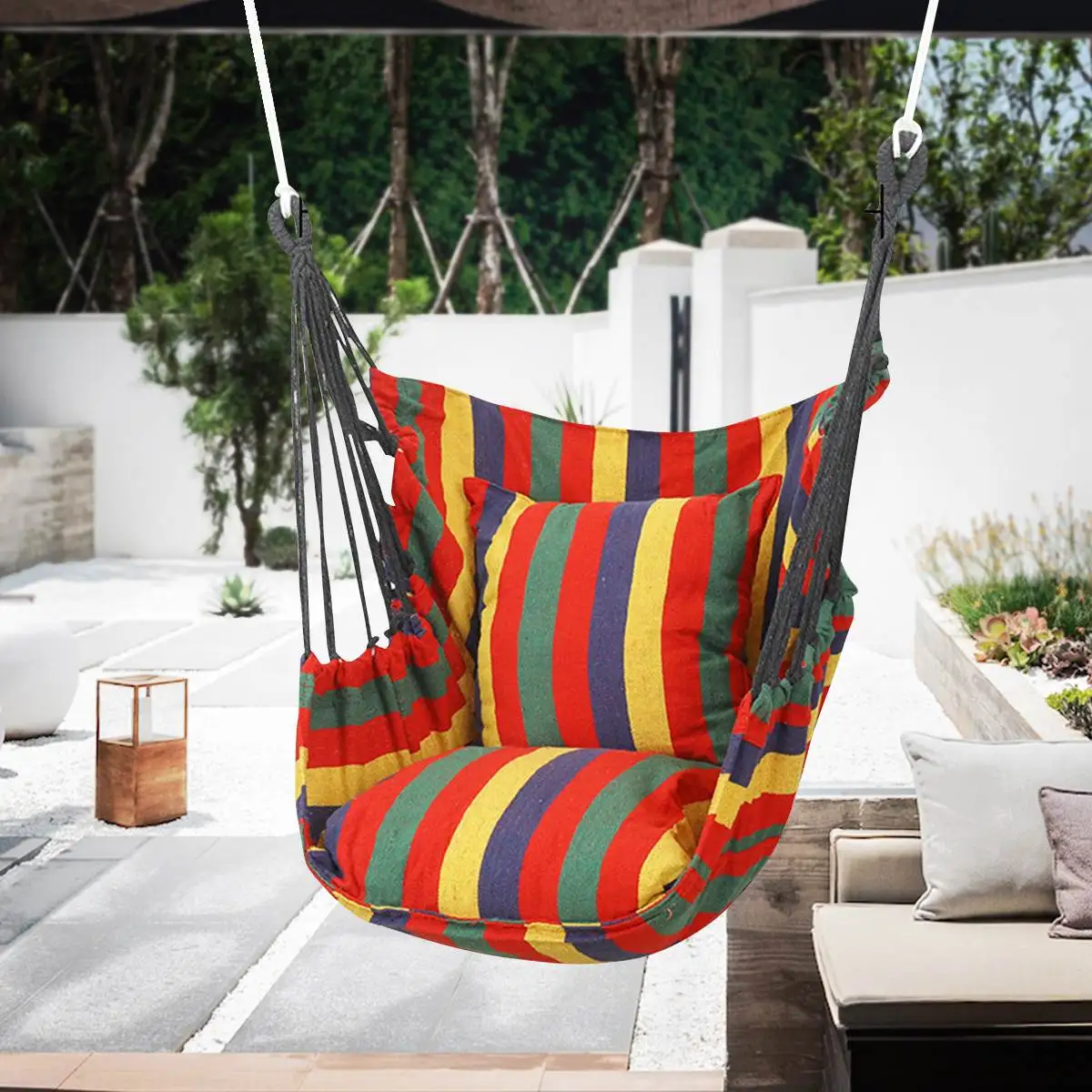 

Portable Hammock Chair Hanging Rope Chair Swing Chair Seat with for Garden Indoor Outdoor Fashionable Hammock Swings