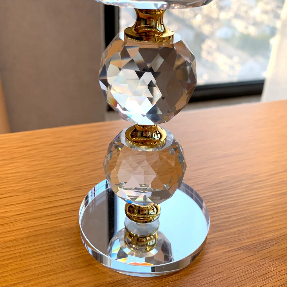 Crystal Candle Holder Glass Candlesticks Feng Shui Bowl Buddhism Ornament Romantic For Wedding Home Bar Dinner Party Table Decor