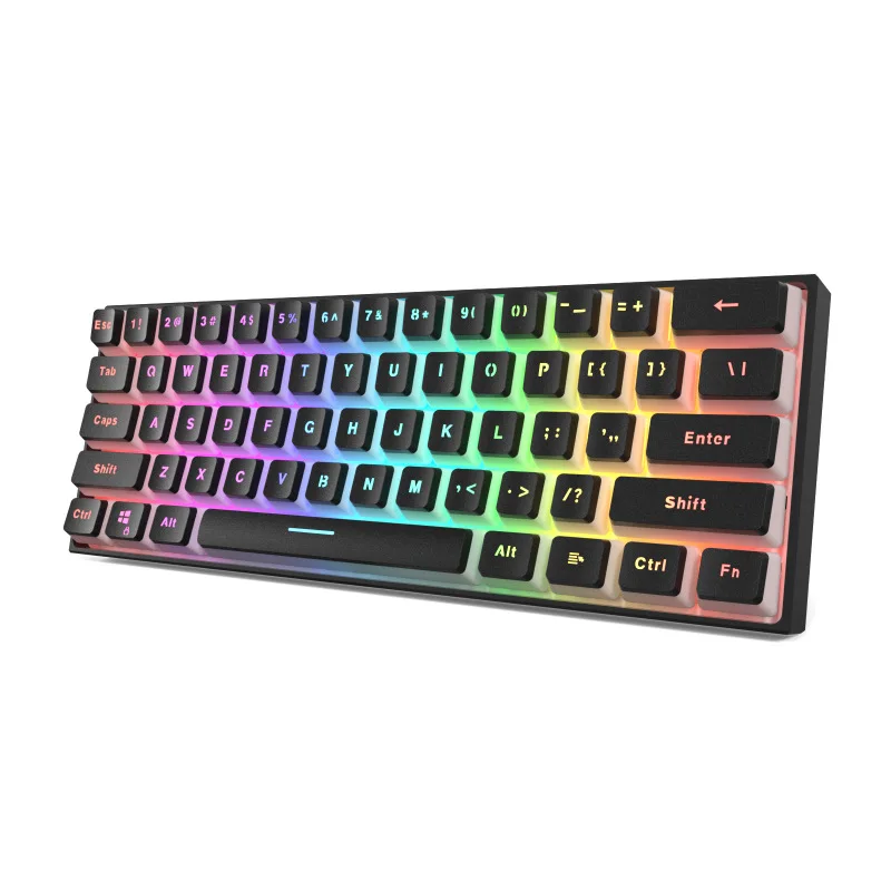 

PK61 Key Mechanical Keyboard USB Wired RGB Pudding Keycap Yellow Red Black Gateron Switch Gaming Mechanical Keyboard For Desktop