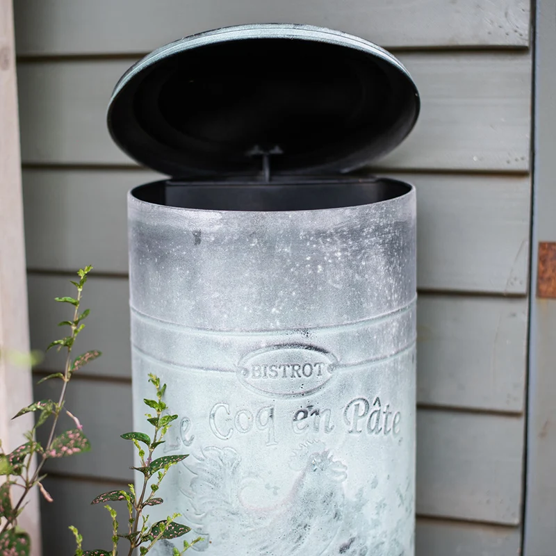 Antique Vintage Retro Step Trash Can with Lid